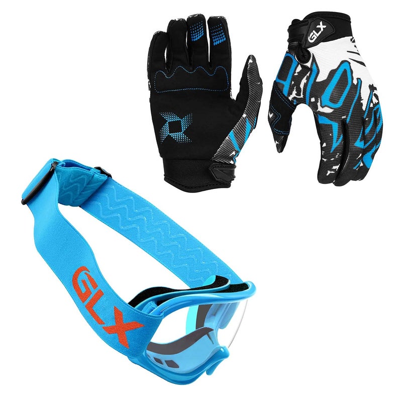 GLX GX623 Youth ATV/Dirt Bike Helmet Combo - Retro Blue, Medium - DOT - Image 5